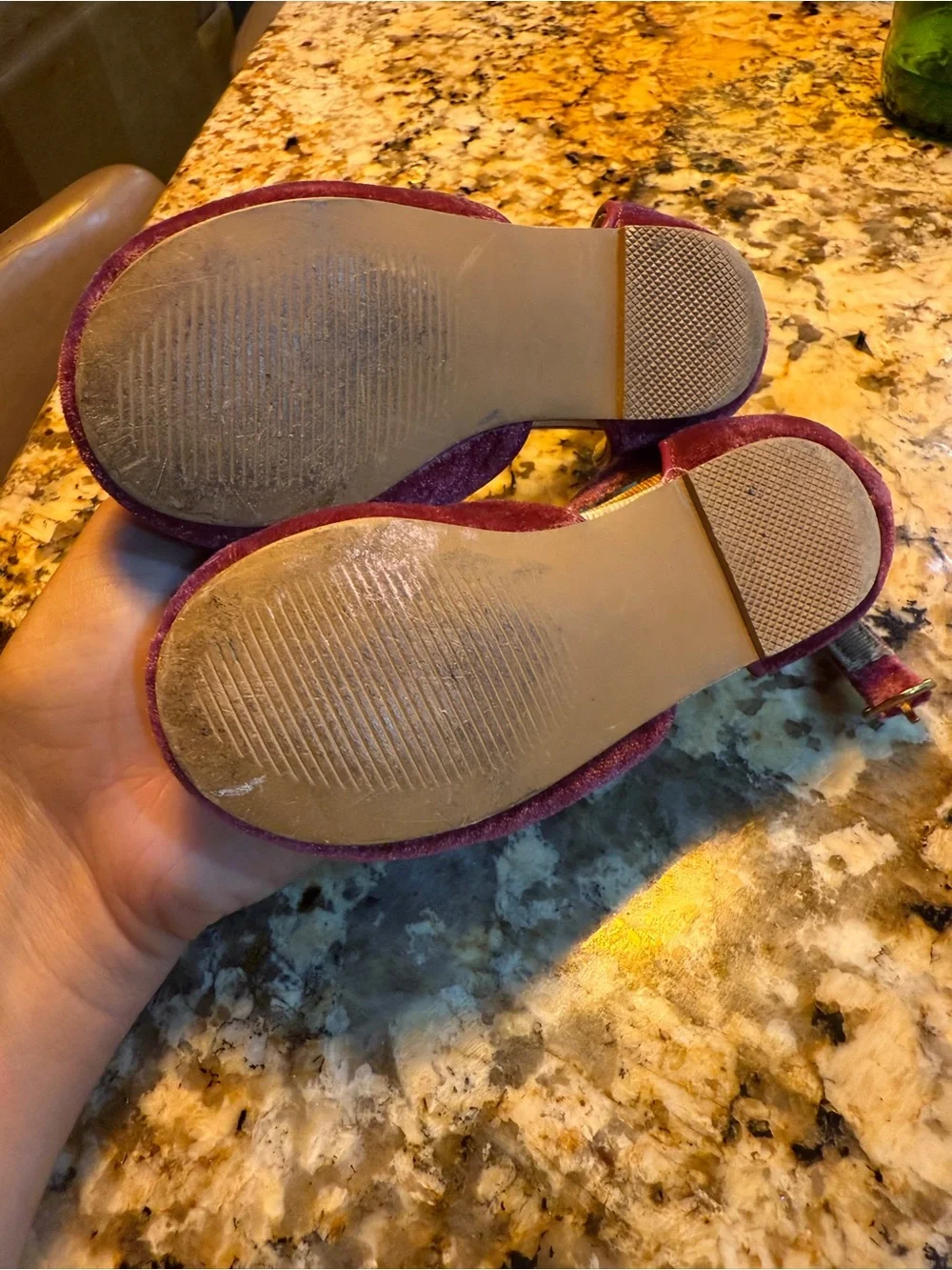 Joyfolie Girls Maroon Velvet Mary Janes with Pink Gem Flower Accents